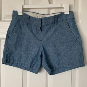 J Crew, size 0, blue chino shorts